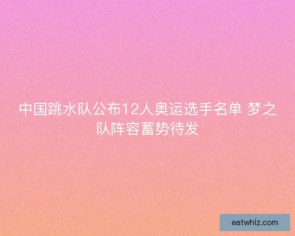 中国跳水队公布12人奥运选手名单 梦之队阵容蓄势待发 中国跳水队公布12人奥运选手名单 梦之队阵容蓄势待发